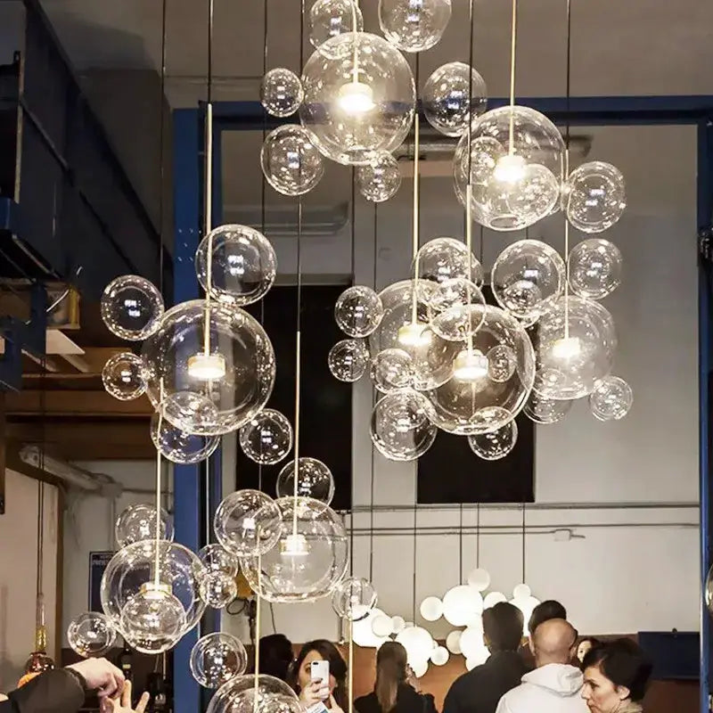 Chandelier Decorbites modern Nordic bubble ball LED pendant with clear glass spheres for dining room on Tampa Home & Garden Store