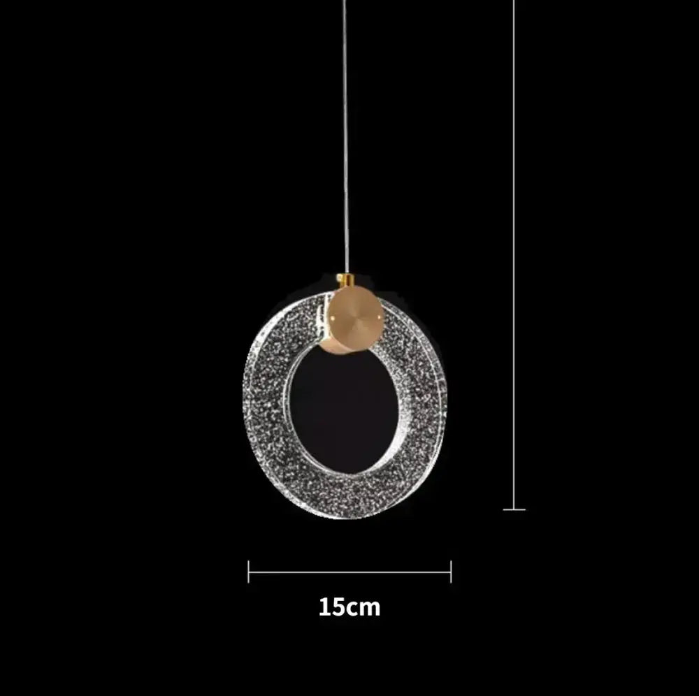 Modern gold LED crystal pendant light, circular ring with crystals, 15cm, Decorbites on Tampa Home & Garden Store
