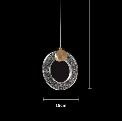 Modern gold LED crystal pendant light, circular ring with crystals, 15cm, Decorbites on Tampa Home & Garden Store