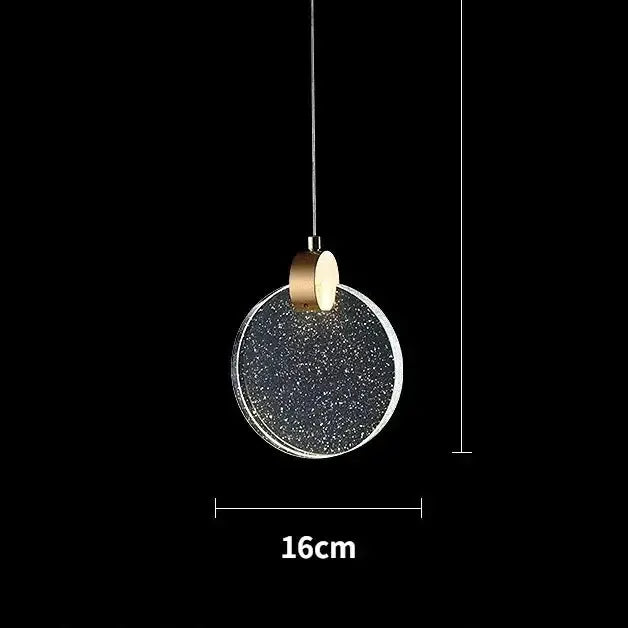 Pendant light Modern gold LED crystal, round 16cm disk, Decorbites bedroom fixture on Tampa Home & Garden Store