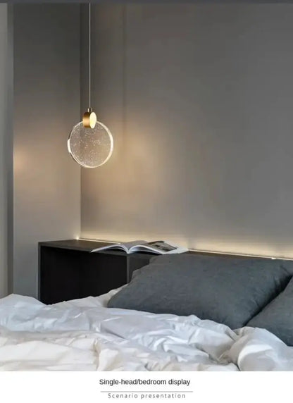Modern gold LED crystal pendant light by Decorbites for bedroom with bubble glass orb on Tampa Home & Garden Store