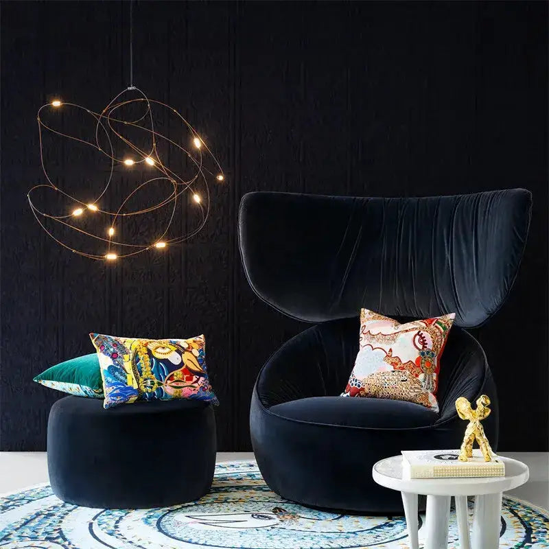 Chandelier Modern minimal design led firefly pendant light with gold wire orb, Decorbites on Tampa Home & Garden Store