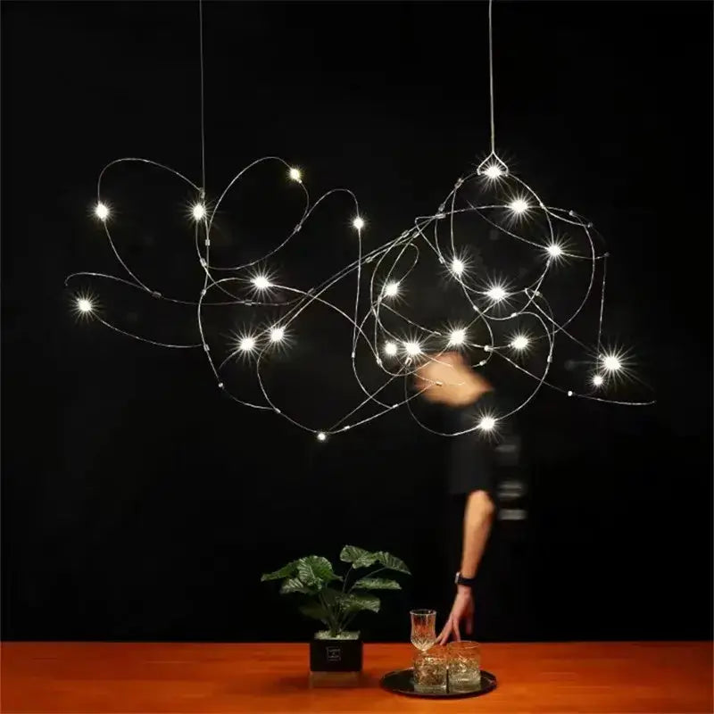Chandelier Decorbites modern minimal LED firefly pendant light with tangled wire design on Tampa Home & Garden Store