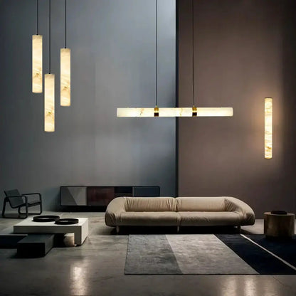 White Alabaster LED Marble Hanging Lamps