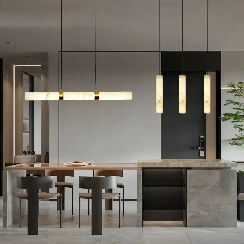 White Alabaster LED Marble Hanging Lamps