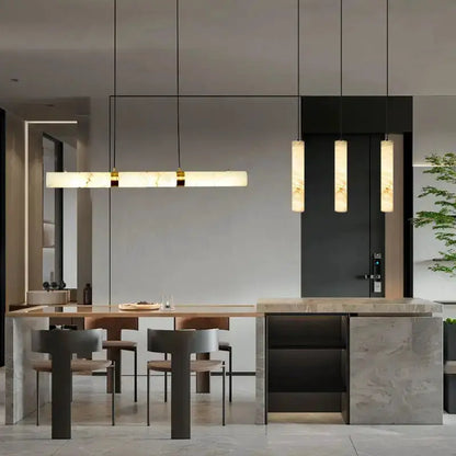 White Alabaster LED Marble Hanging Lamps