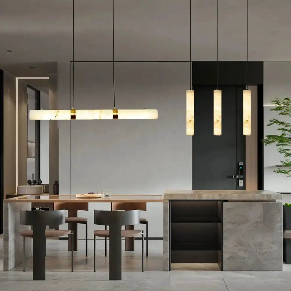 White Alabaster LED Marble Hanging Lamps