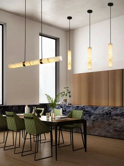 White Alabaster LED Marble Hanging Lamps