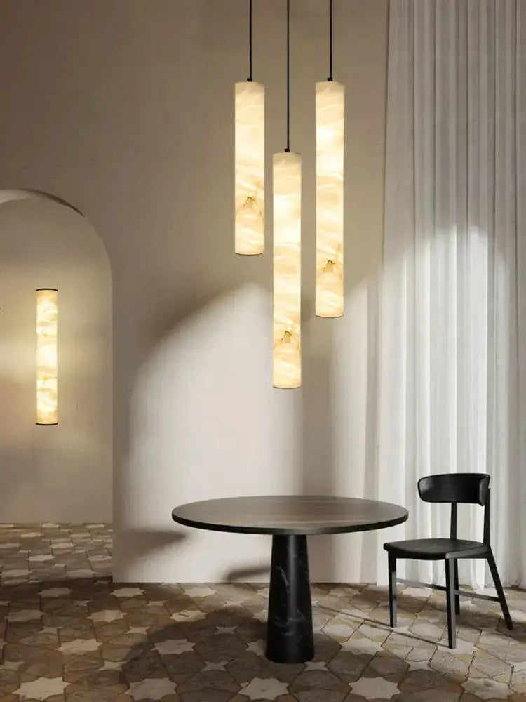 White Alabaster LED Marble Hanging Lamps