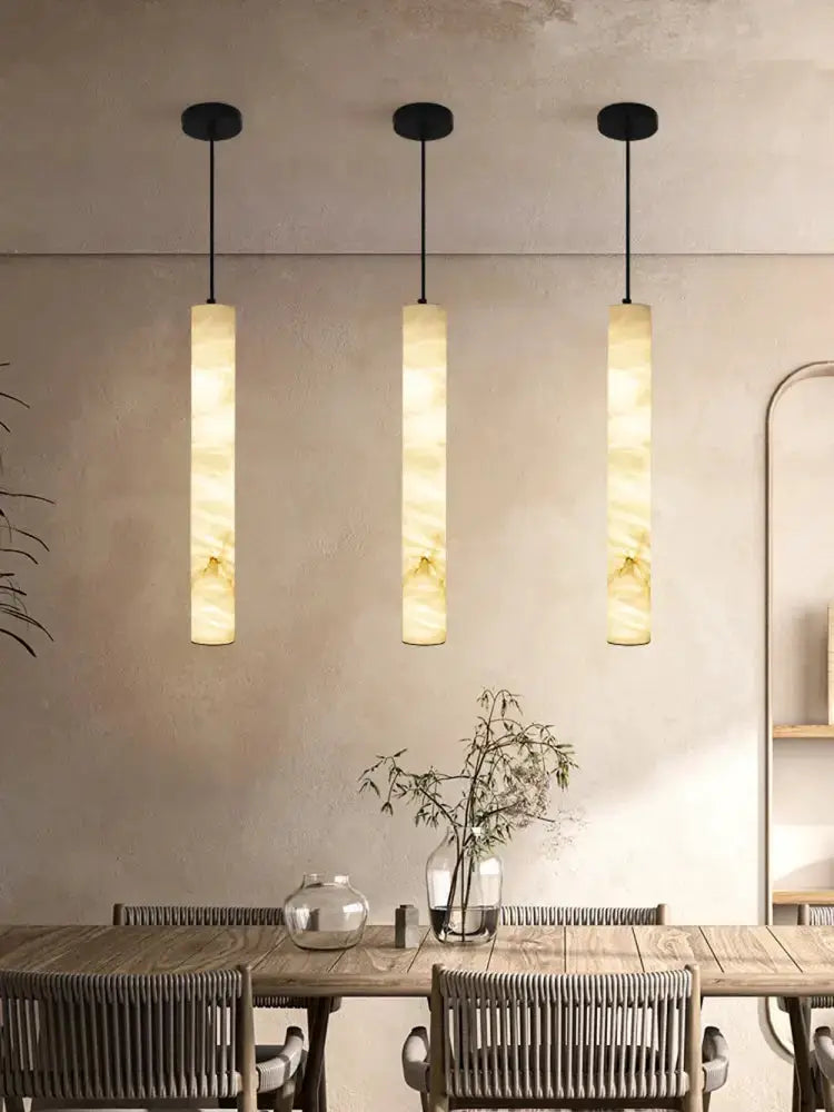 White Alabaster LED Marble Hanging Lamps