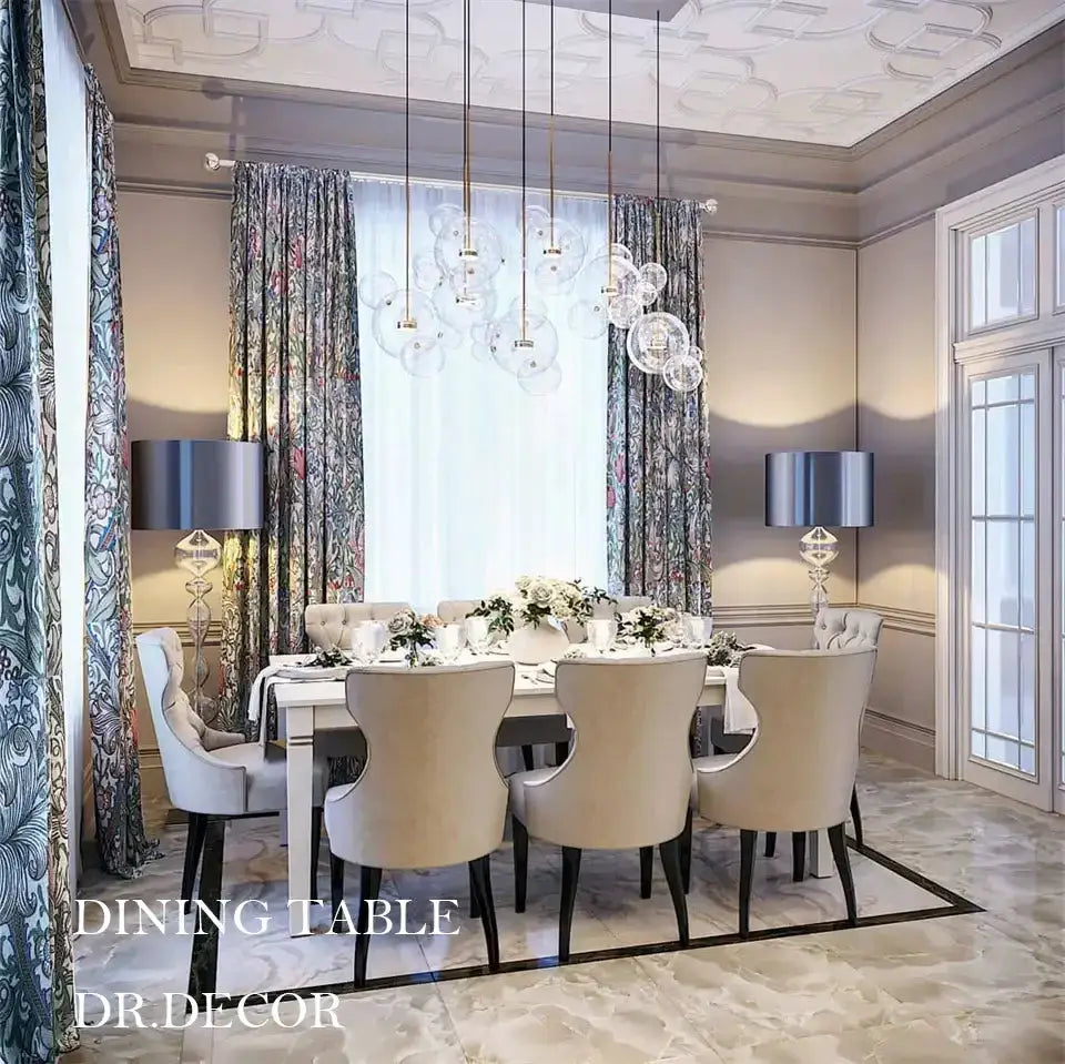 Adjustable Nordic LED bubble chandelier with glass globe pendants over dining table on Tampa Home & Garden Store
