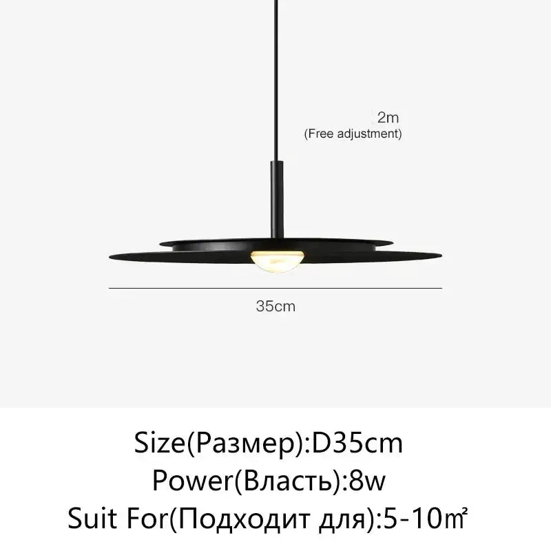 Minimalist black flying saucer pendant light by Decorbites with slim discs, 35cm wide, 2m cord on Tampa Home & Garden Store
