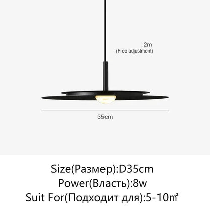 Minimalist black flying saucer pendant light by Decorbites with slim discs, 35cm wide, 2m cord on Tampa Home & Garden Store