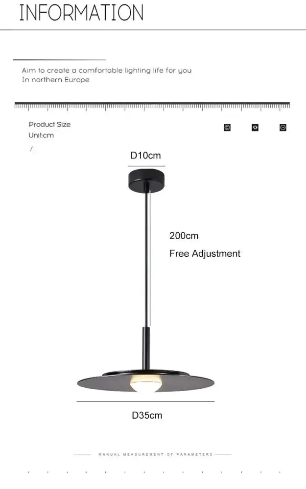 Minimalist black flying saucer chandelier pendant by Decorbites 35cm shade, 200cm cord on Tampa Home & Garden Store