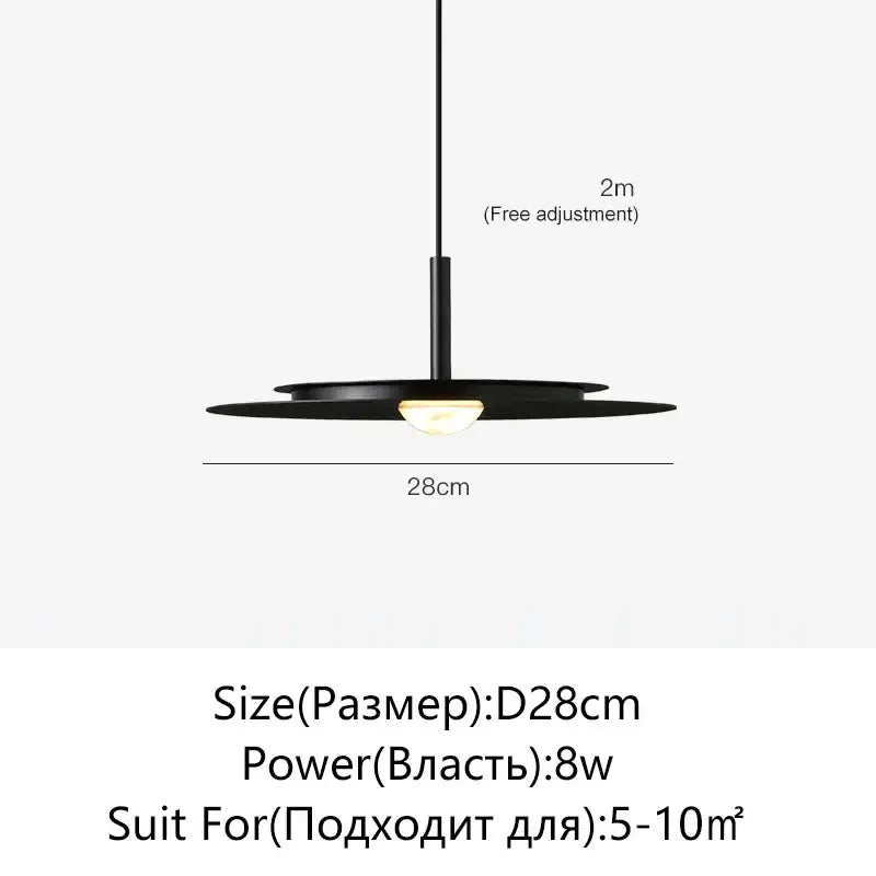 Minimalist black flying saucer pendant chandelier Decorbites, 28cm diameter, 2m adjustable cord on Tampa Home & Garden Store