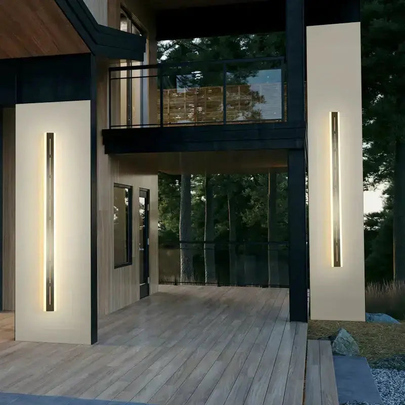 Pair of Decorbites modern minimalist black LED outdoor wall light garden sconces on Tampa Home & Garden Store