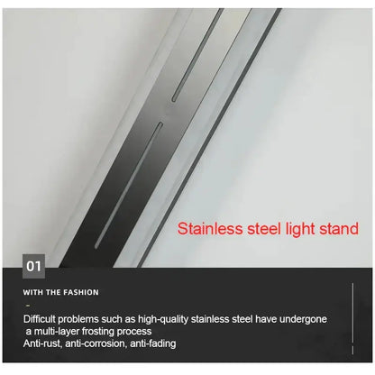 Stainless steel light stand with diagonal stripes for a modern outdoor lighting look on Tampa Home & Garden Store