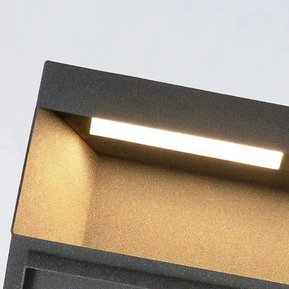 Black square solar LED pillar light Decorbites for courtyard fence cap on Tampa Home & Garden Store
