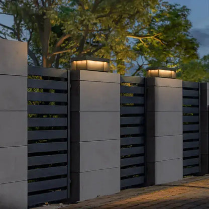 LED pillar light black square solar Decorbites for courtyard fence cap on Tampa Home & Garden Store
