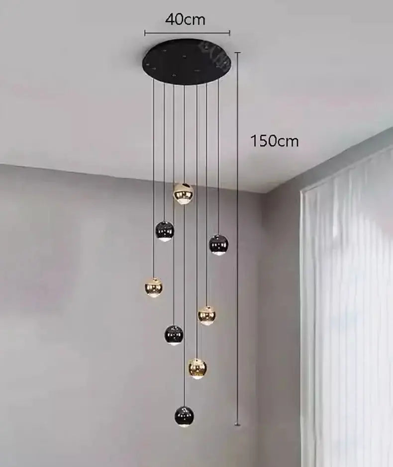 Decorbites modern black and gold globe pendant chandelier with multiple hanging spheres on Tampa Home & Garden Store