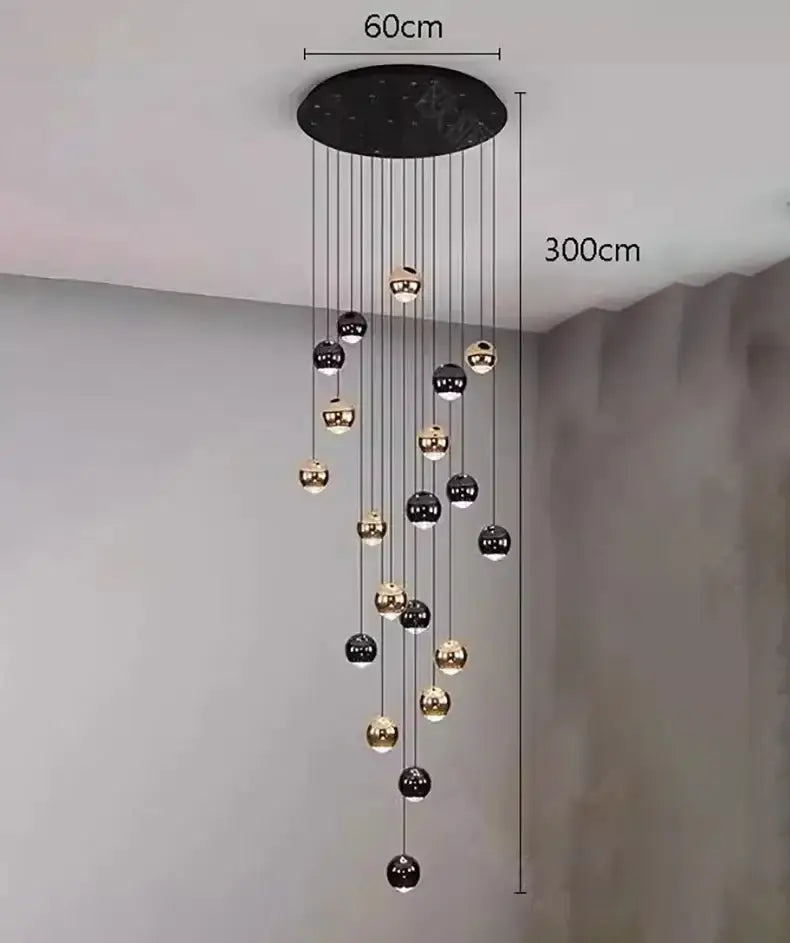 Decorbites modern black and gold globe pendant chandelier with multiple globes 60cm mount 300cm on Tampa Home & Garden Store