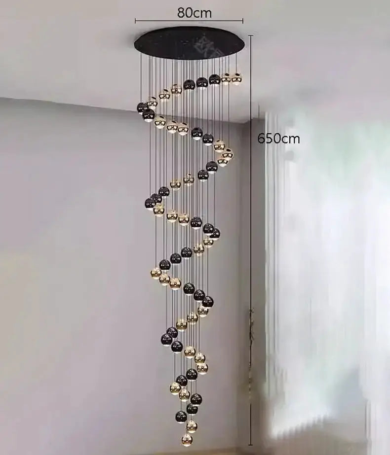 Modern black and gold globe pendant chandelier with multiple heads, 80cm wide by Decorbites on Tampa Home & Garden Store