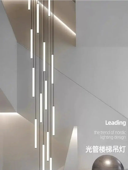 Chandelier Modern black LED spiral staircase pendant with vertical tubes Decorbites on Tampa Home & Garden Store