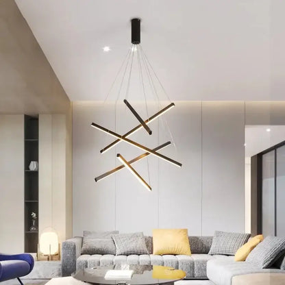 Gold Stair Chandelier Light by Decorbites; modern gold metal chandelier with angular bars on Tampa Home & Garden Store