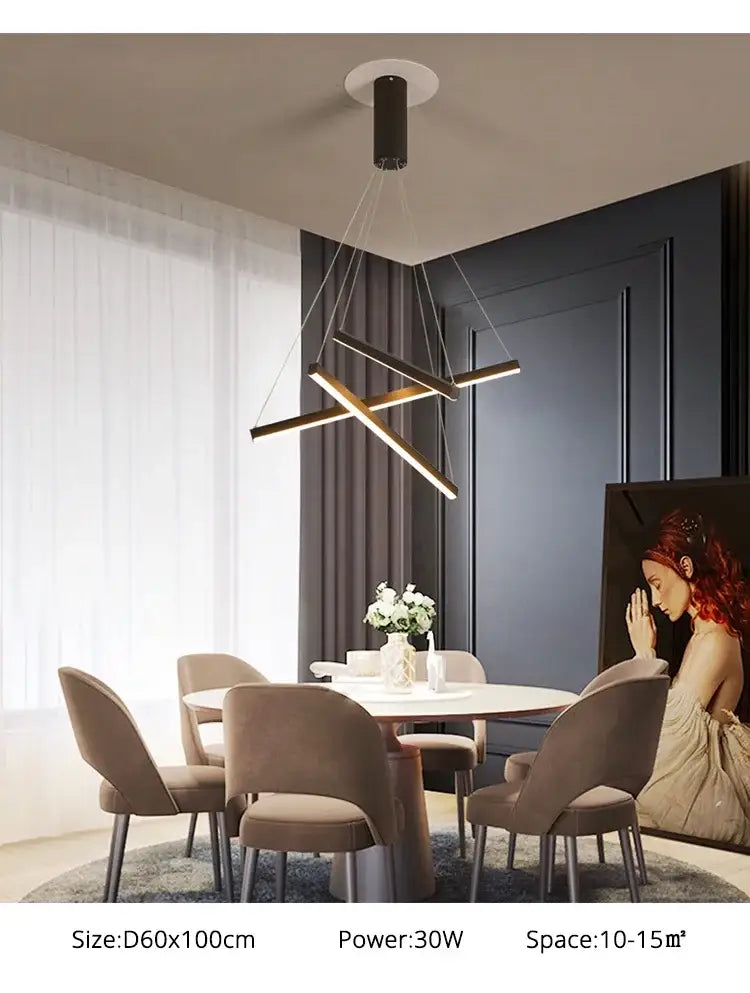 Gold Stair Chandelier Light by Decorbites, gold LED chandelier with intersecting bars on Tampa Home & Garden Store