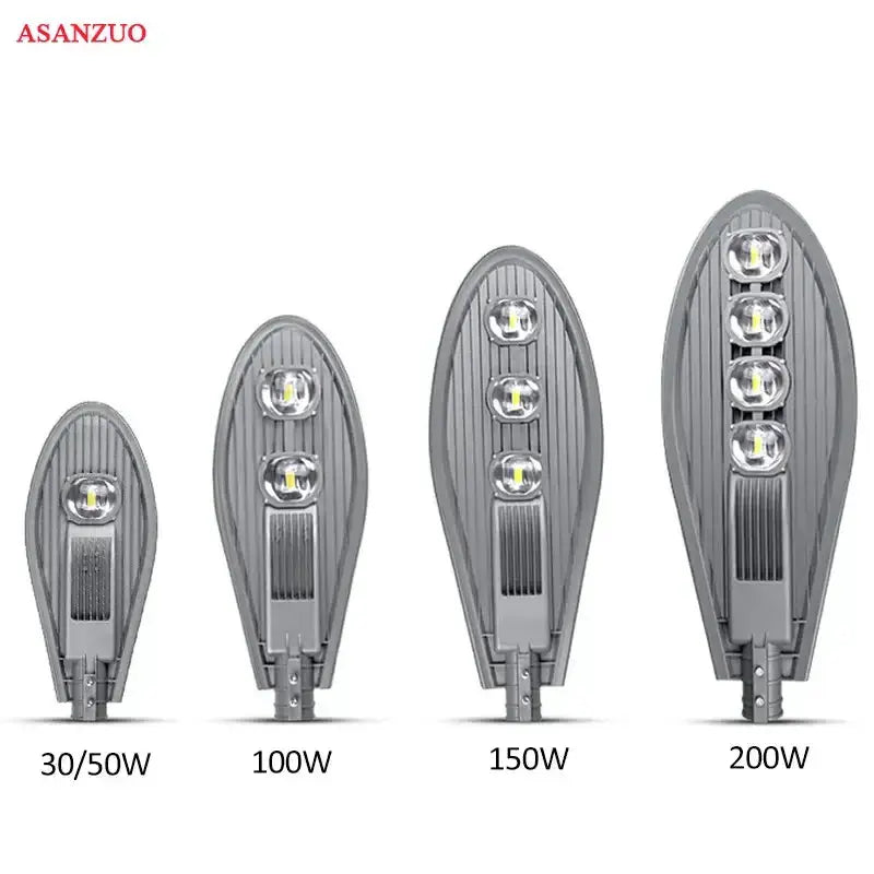 Gray ribbed three-bulb LED street light garden outdoor lamp set of four sizes by Decorbites on Tampa Home & Garden Store