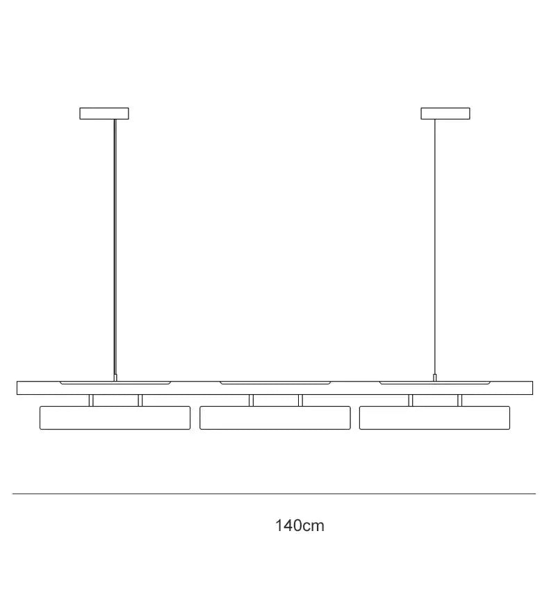 Chandelier modern minimalist strip LED black and gold 140cm wide, three pendant bars Decorbites on Tampa Home & Garden Store