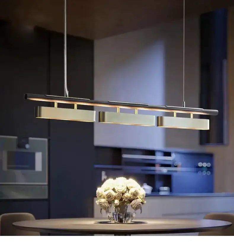 Chandelier Decorbites minimalist strip LED black and gold pendant lights dining table on Tampa Home & Garden Store