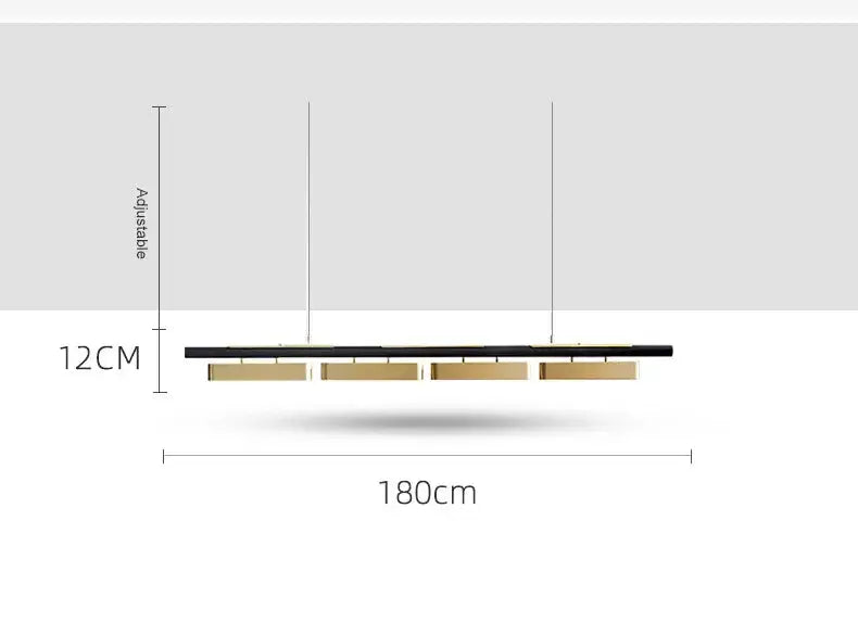 Chandelier Decorbites modern minimalist strip LED black and gold pendant lights 180cm on Tampa Home & Garden Store