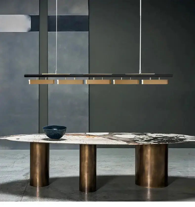 Chandelier Modern minimalist strip LED pendant lights black and gold by Decorbites on Tampa Home & Garden Store