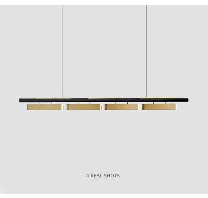 Chandelier modern minimalist strip LED black and gold pendant lights with 4 gold blocks on Tampa Home & Garden Store