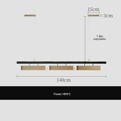 Decorbites modern strip LED black and gold pendant chandelier with three gold blocks on Tampa Home & Garden Store