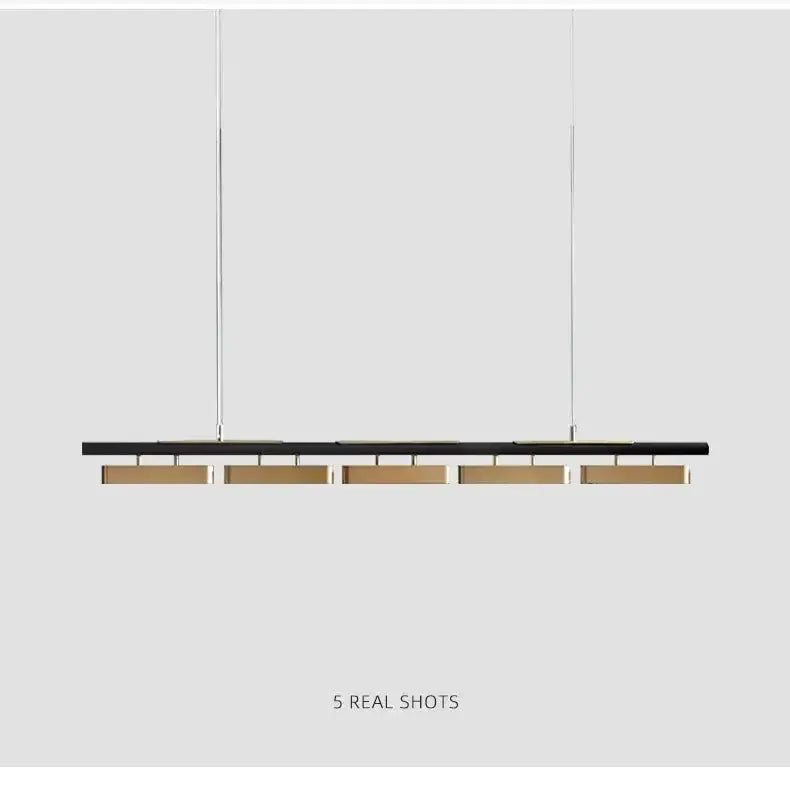 Chandelier Decorbites modern minimalist strip LED black and gold pendant with five blocks on Tampa Home & Garden Store