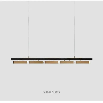 Chandelier Decorbites modern minimalist strip LED black and gold pendant with five blocks on Tampa Home & Garden Store