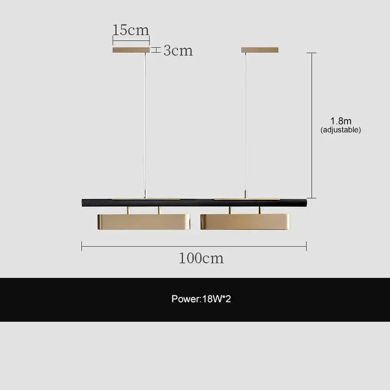 Chandelier Decorbites LED black and gold pendant lights 100cm long with two gold blocks on Tampa Home & Garden Store