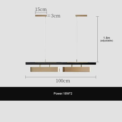 Chandelier Decorbites LED black and gold pendant lights 100cm long with two gold blocks on Tampa Home & Garden Store