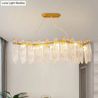 Gold Crystal Island Lamp Pendant Light, clear K9 crystals, circular gold ring, Decorbites on Tampa Home & Garden Store
