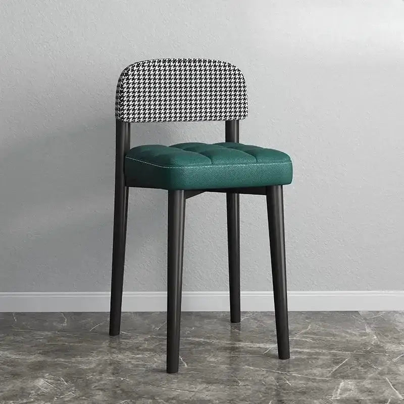 Decorbites modern low square stool with teal tufted seat and houndstooth backrest on Tampa Home & Garden Store