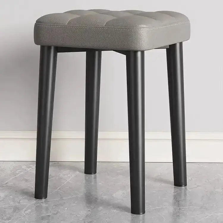 Modern low square stool bench with tufted grey upholstered seat and black legs Decorbites on Tampa Home & Garden Store
