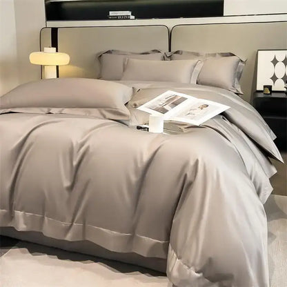 Luxury Sky Blue Satin Bedding Set and Blanket
