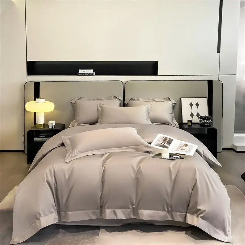 Gray Satin Bedding Set And A Soft Cotton Sheet