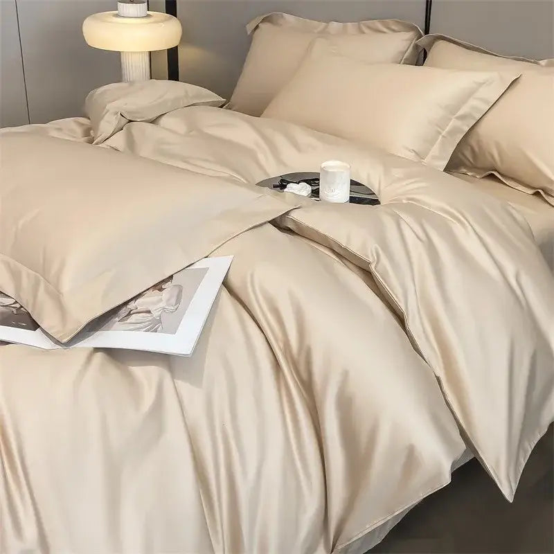 Gray Satin Bedding Set And A Soft Cotton Sheet