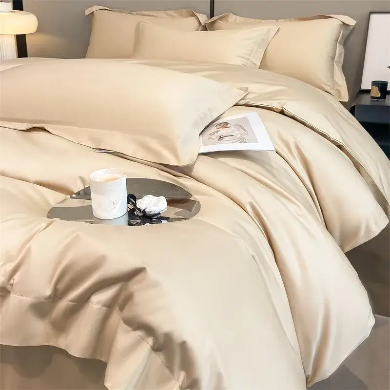 Gray Satin Bedding Set And A Soft Cotton Sheet