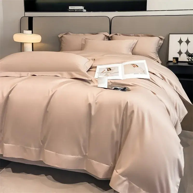 Luxury Sky Blue Satin Bedding Set and Blanket