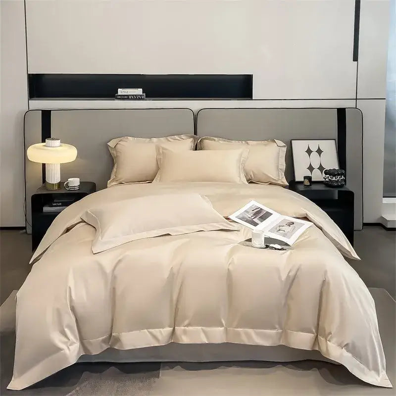 Gray Satin Bedding Set And A Soft Cotton Sheet