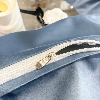 Gray Satin Bedding Set And A Soft Cotton Sheet